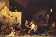 David Teniers An Old Peasant Caresses a Kitchen Maid in a Stable china oil painting reproduction